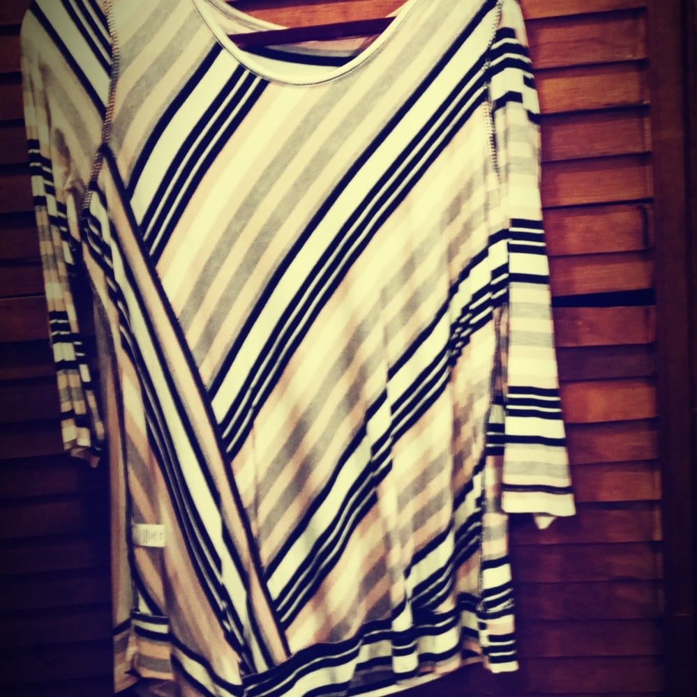 Pink Black & Gray  striped tunic 14/16